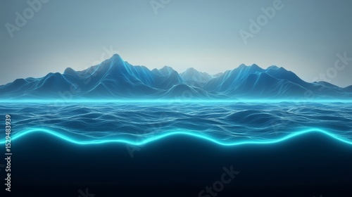 Serene blue ocean panorama with majestic mountains breathtaking coastal landscape