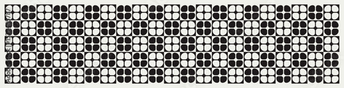 Mid century modern floral geometric pattern in black and white. Graphical illustration for a unique banners, textiles and home décor.	
