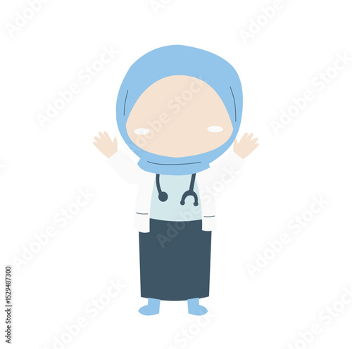 Muslim Child in Medical Uniform – Cute Character Design