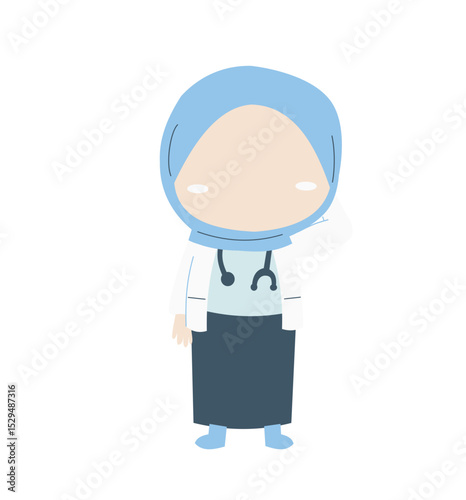 Muslim Child in Medical Uniform – Cute Character Design