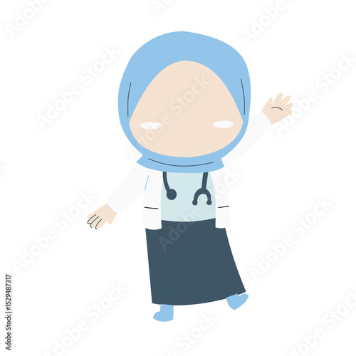 Muslim Child in Medical Uniform – Cute Character Design