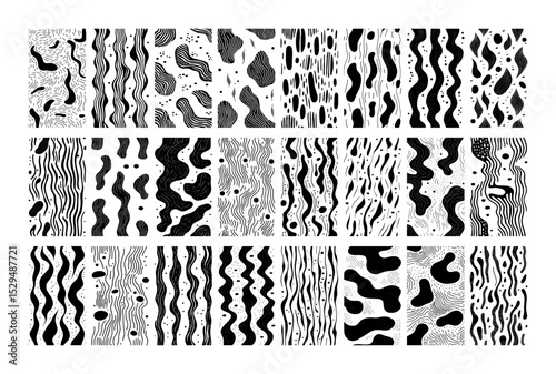 distorted organic line abstract pattern set