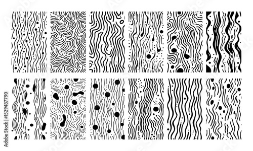 wavy optical illusion pattern vector set