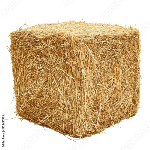 Dry hay bale isolated on transparent background .