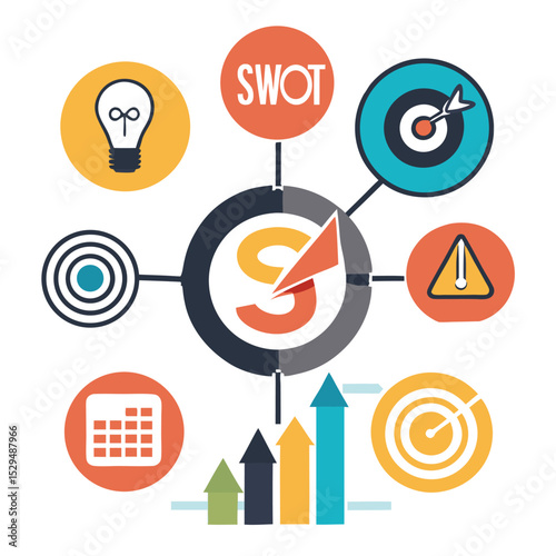 AI-Generated SWOT Analysis Infographic Vector Template – Business Strategy Diagram with Editable Design Elements