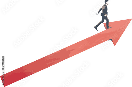 business man running on arrow