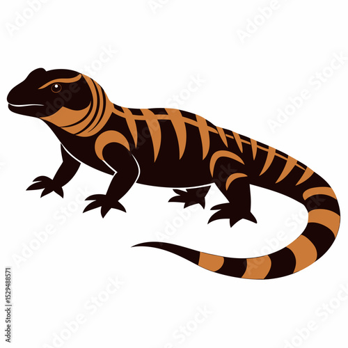 Gila Monster Silhouette Vector Illustration on White Background Desert Reptile Design for Graphic Projects and Educational