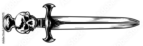 skull dagger tattoo style vector design