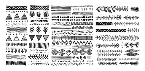 Papier peint photo Style bohème Bordures bohèmes tribales motifs variés  © Aisha Kudorova