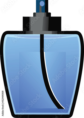 Blue perfume bottle  vector illustration on transparent background.