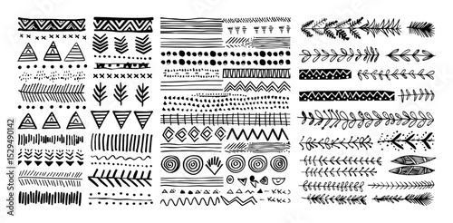 boho and tribal style vector border collection