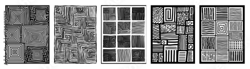 hand drawn square maze pattern collection