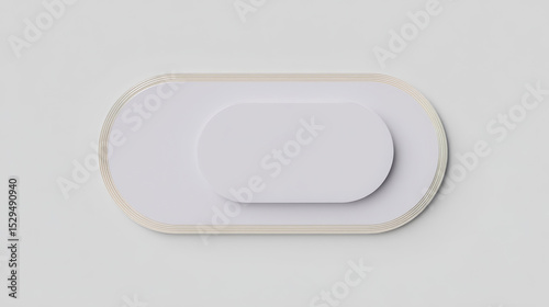 minimal abstract 3D white shape rounded rectangle soft shadow.