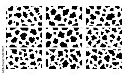 seamless cow skin pattern set for cutting and print