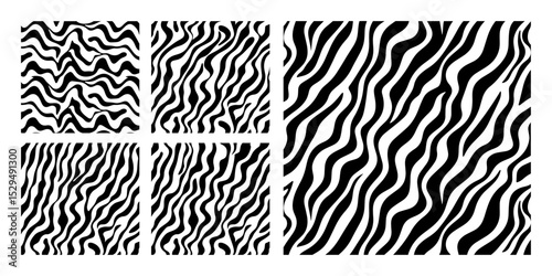 wavy zebra stripe abstract vector panel set