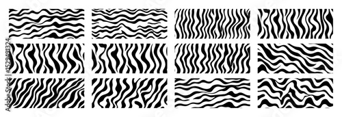collection of wavy stripe seamless pattern panels