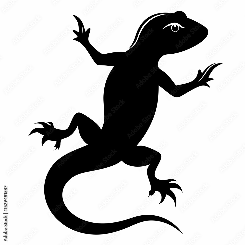 Fototapeta premium Lizard Silhouette Vector Design Reptile Illustration on White Background Perfect for Wildlife Nature and Animal Themed