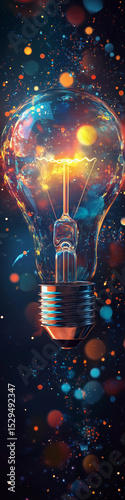 A light bulb with a colorful background symbolizing innovation and smart ideas
