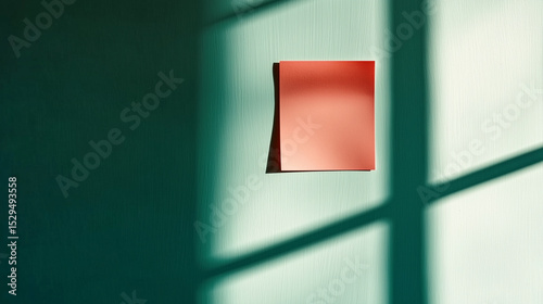 Sticky note of a pastel green wall with copy space