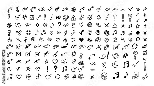 large collection of hand drawn doodle icons
