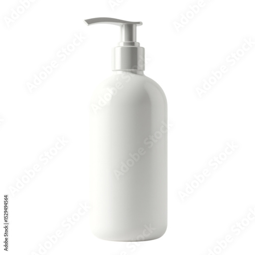 White Plastic Pump Bottle Mockup for Cosmetic or Hygiene Products on Transparent Background