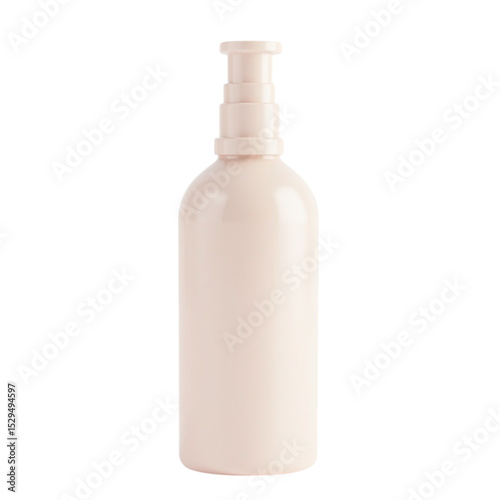 White plastic pump bottle with transparent background studio shot minimal design