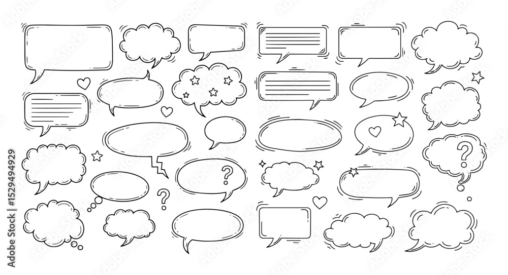 Obraz premium hand drawn comic speech and thought bubble set