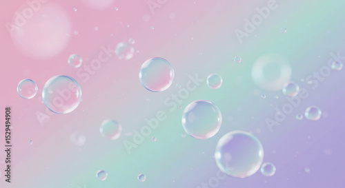 Wallpaper Mural pastel gradient background with floating crystal like transparent bubbles. Torontodigital.ca