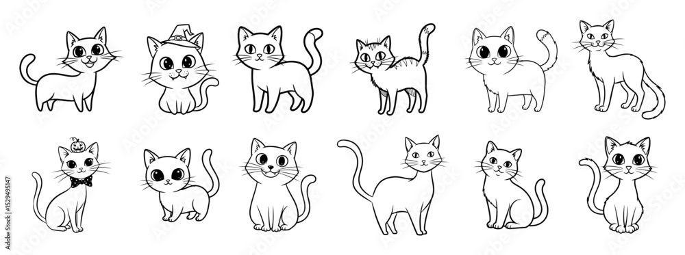 Obraz premium adorable hand drawn cats in various poses