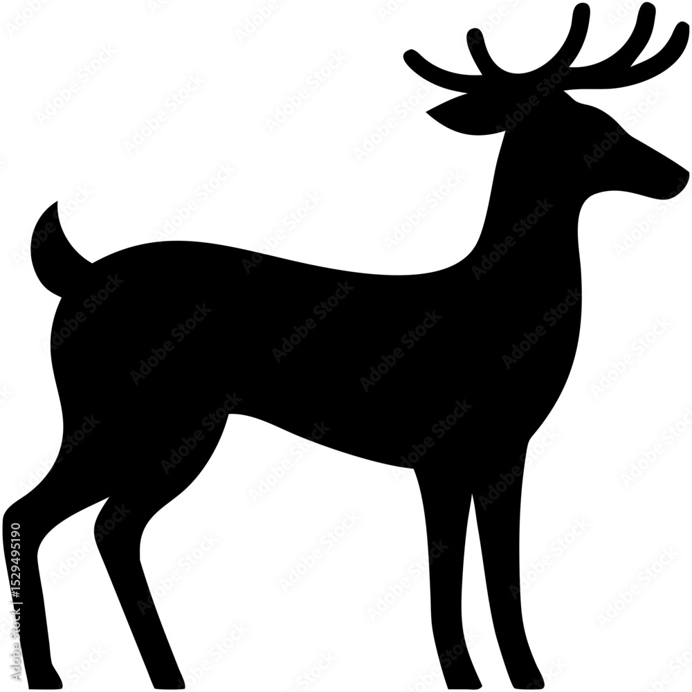 Fototapeta premium Deer Silhouette Vector – Wildlife Illustration in Flat Style