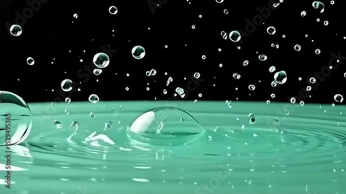 Water bubble element animation. Movement of air bubbles on black background. Can be used in skin care or Cosmetic industry, 3d render. Generative AI