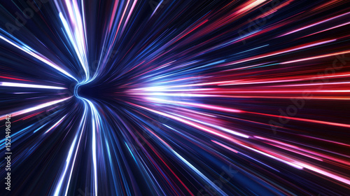 Dynamic radial lines simulate a high-speed zoom effect, capturing the sensation of motion through light streaks