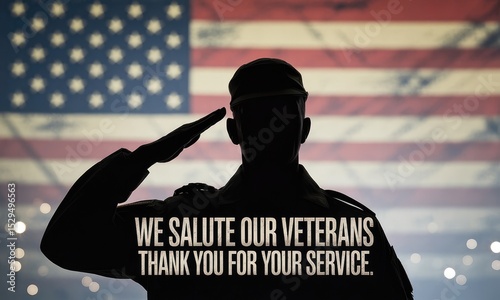Saluting soldier silhouette against american flag background