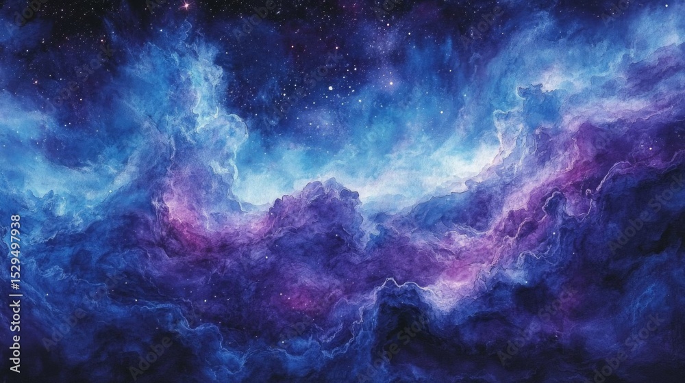 Fototapeta premium Cosmic Nebula In Shades Of Purple And Blue