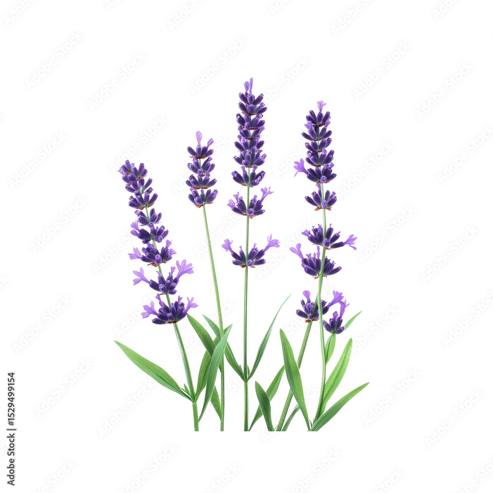 Naklejka premium Vibrant Lavender Flowers Isolated on Transparent Background