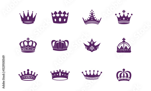 Royal Crown Icon Set – Luxury Vector Collection