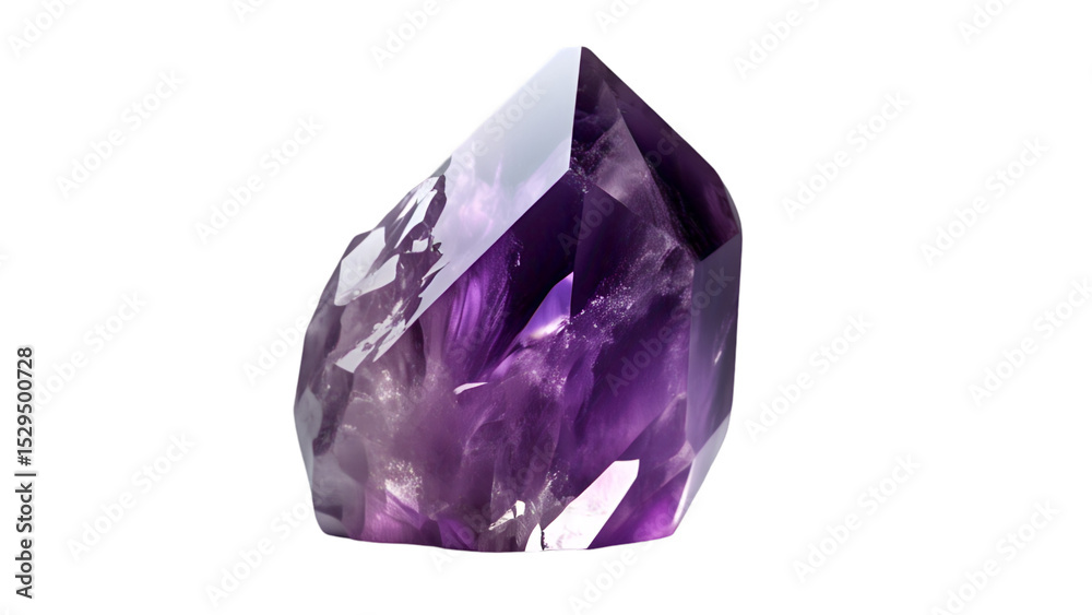Fototapeta premium Shiny Raw Amethyst Crystal on White Background