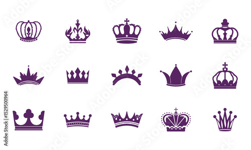 Royal Crown Icon Set – Luxury Vector Collection