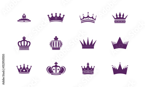 Royal Crown Icon Set – Luxury Vector Collection