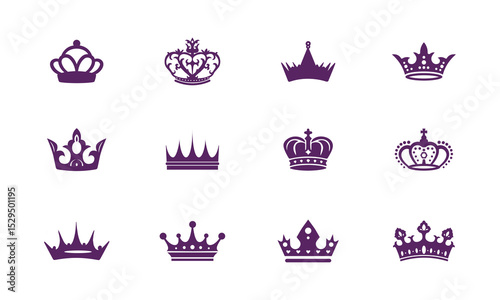 Royal Crown Icon Set – Luxury Vector Collection