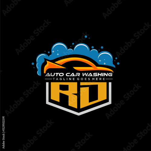 RD initial monogram for carwash with car clean image design vector