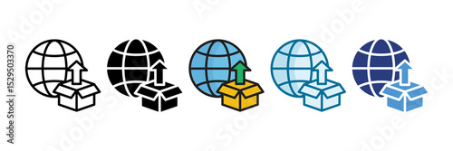 Export Box Icon Set Multiple Style Collection
