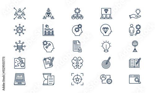 Business strategy symbol representing corporate planning and growth in modern outline style