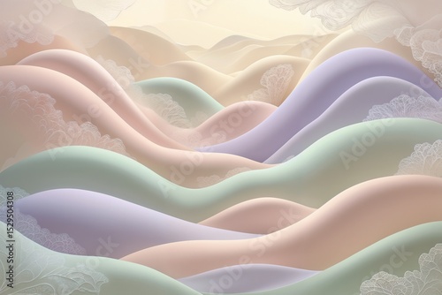 Abstract Pastel Landscape with Smooth Organic Shapes	
