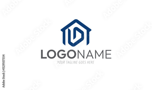 Free Download Modern House Logo Design: Unique & Creative Real Estate Branding 'D' Letter logo - GFXLoad