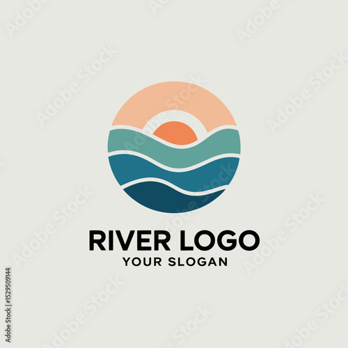 River Logo Design with Gradient Waves