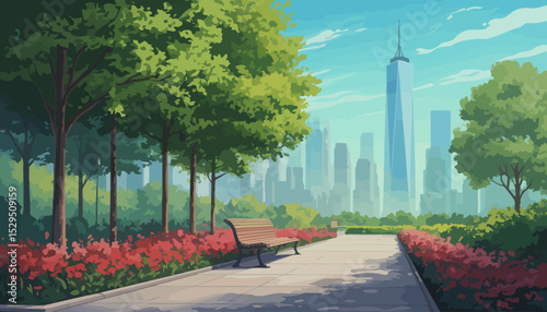 Green Park with City Skyline
