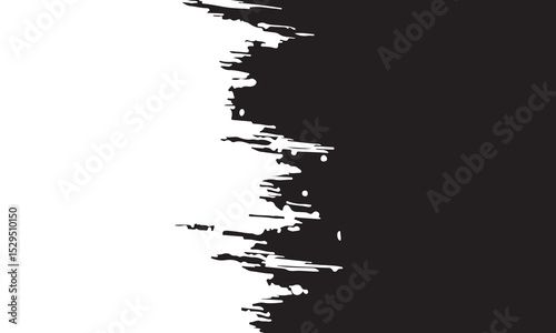 Abstract black and white grunge border with rough paint stroke texture. Ideal for edgy design themes, creative posters, backgrounds, or digital art compositions.