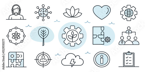  Mental Health & Therapy Vector Icon Set — Adjustable Line Style Illustrations