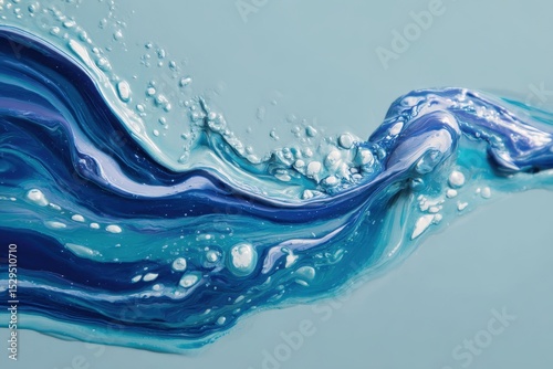 Abstract Blue Paint Waves Texture